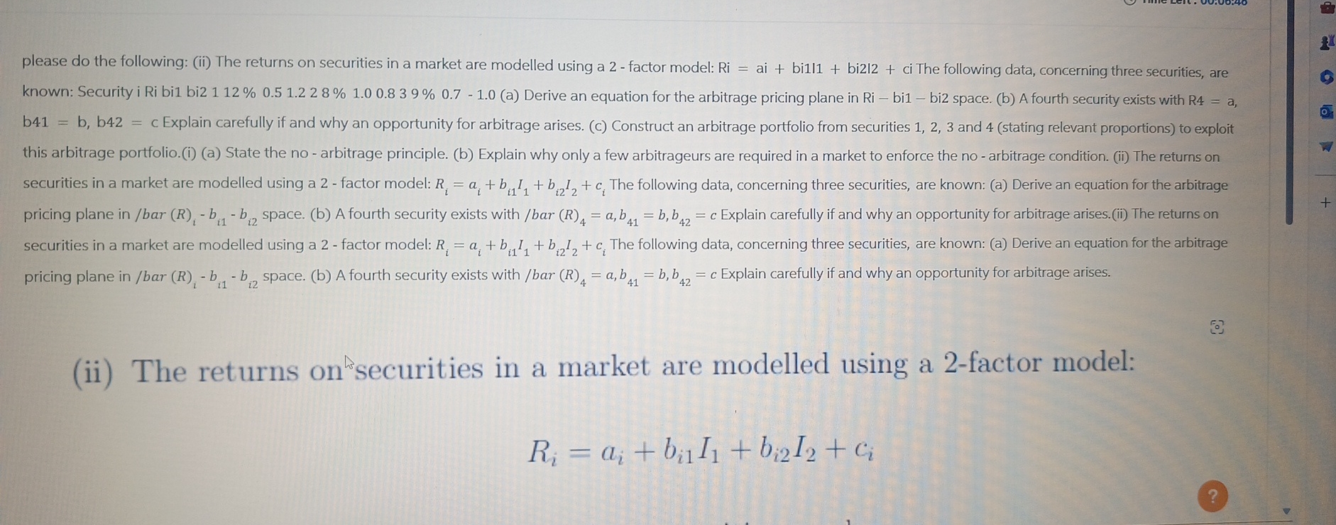  please do the following: (ii) The returns on securities in a