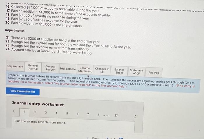 advance. 5. Paid $7,200 on May 1 for one year's rent on