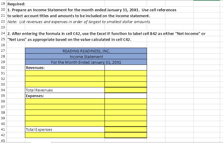 as of January 31, 20x1. 2 (Accounts are in alphabetical order) 4