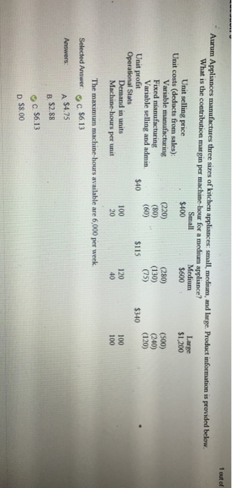 I need help on how to solve this problem Aurum Appliances manufacturers