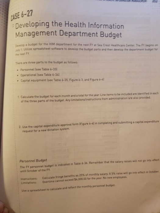 please help URAN BE CASE 6-27 Developing the Health Information Management Department