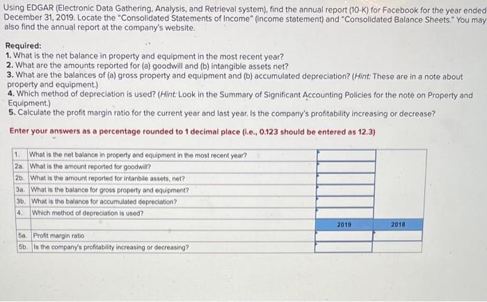  Using EDGAR (Electronic Data Gathering. Analysis, and Retrieval system), find the