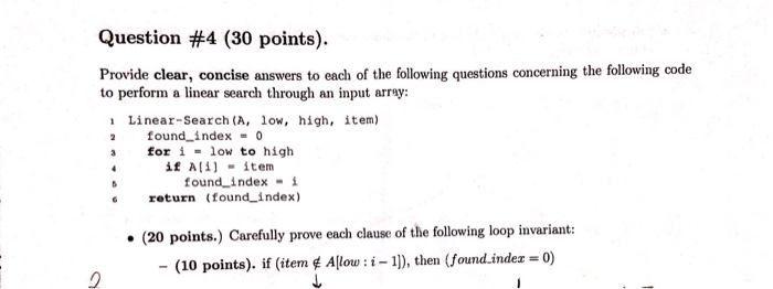  Id like to see the correct answer. Question #4 (30 points).