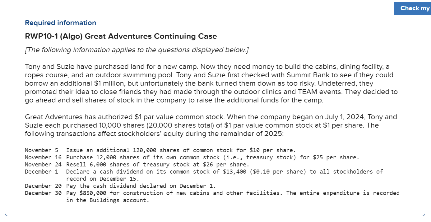 Need help finding the retained earnings and the common stock Required information