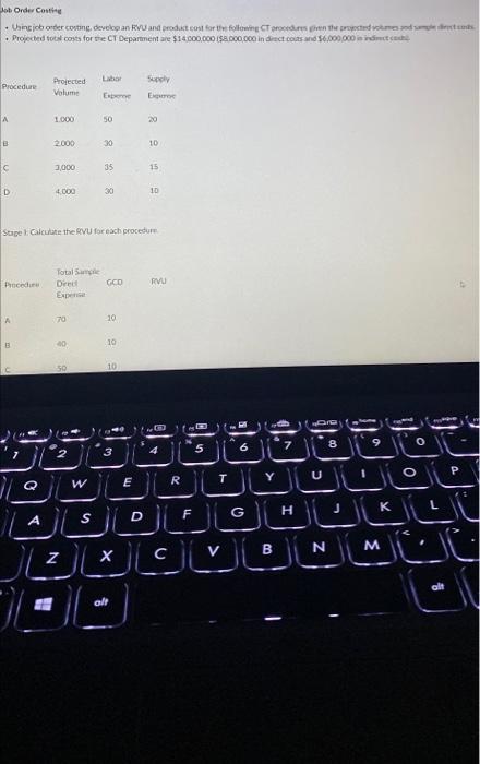  Job Orde Costine Usingborder casting develop an RVU and product cost