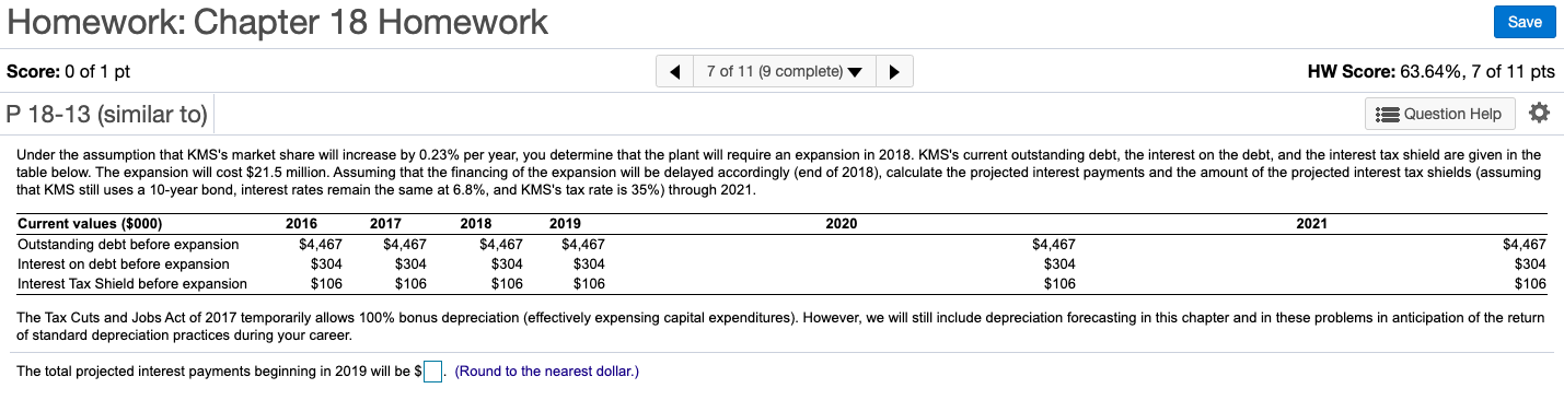 Homework: Chapter 18 Homework Save 7 of 11 (9 complete) HW