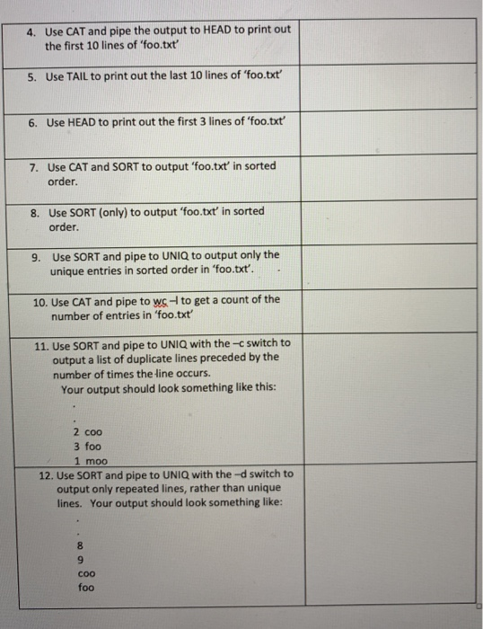SORT, UNIQ Read CHAPTER 20 : Shotts for help in using these