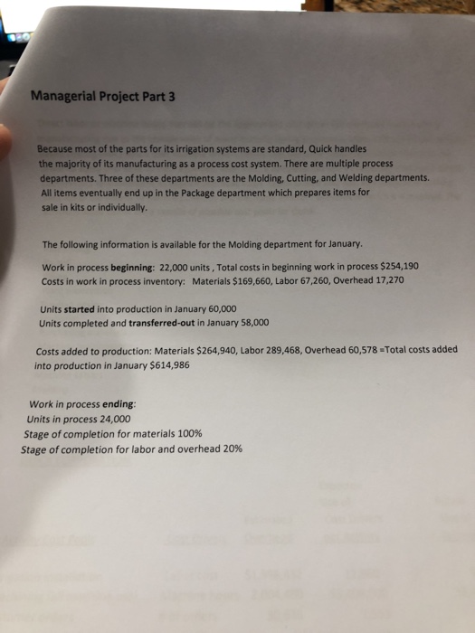Prepare a production cost report for your company using the weighted-average method