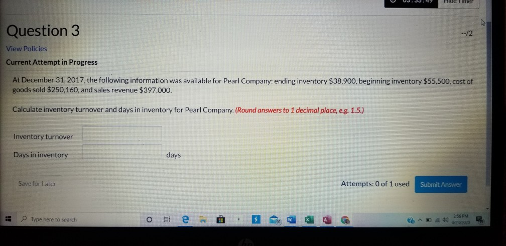  e US.US.47 He Timer Question 3 -12 View Policies Current Attempt