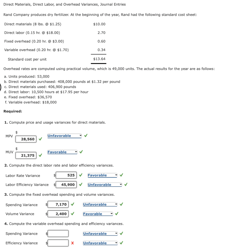 (On the information given, there is a typo on "Variable overhead" it
