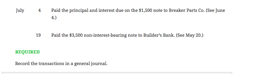 Shop had the following notes payable transactions: Apr. 1 Borrowed $5,000 from
