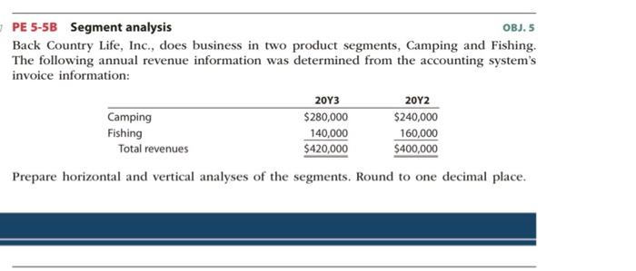  PE 5-5B Segment analysis OBJ. 5 Back Country Life, Inc., does