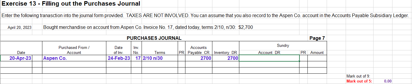 following tranasction into the journal form provided. TAXES ARE NOT INVOLVED. You