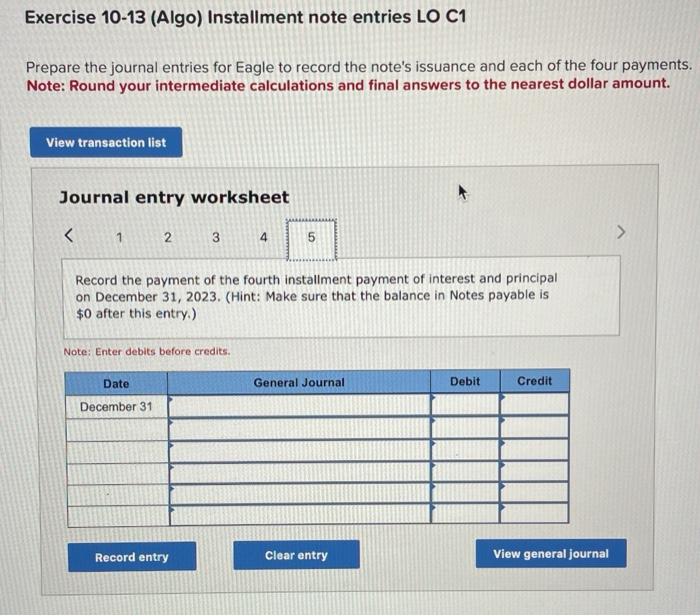 and principal on December 31 of each year from 2020 through 2023.