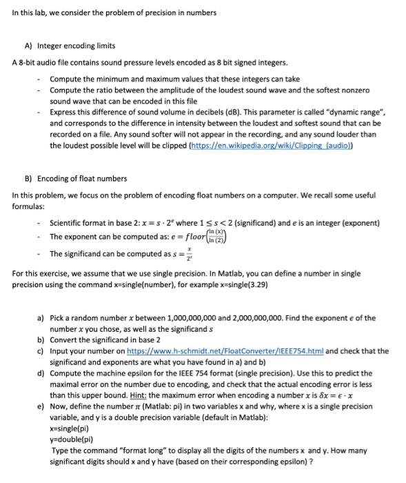 Matlab help, can someone explain part b ? In this lab, we
