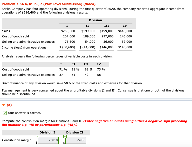  Problem 7-5A a, b1-b3, c (Part Level Submission) (Video) Brislin Company