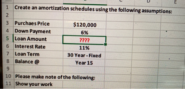 please show all work. It is asking for a fixed rate amortization