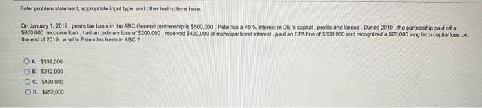  Enter problem statement appropriate input type, and other instructions here. On