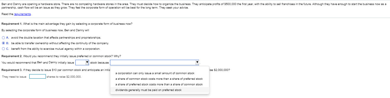 the business. They anticipate profits of $500,000 the first year, with the