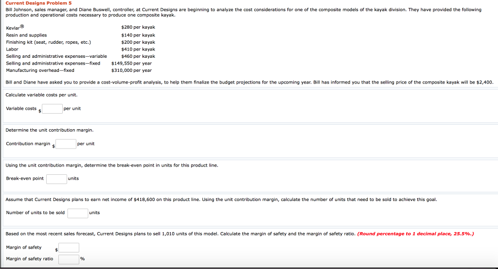  Current Designs Problem 5 Bill Johnson, sales manager, and Diane Buswell,