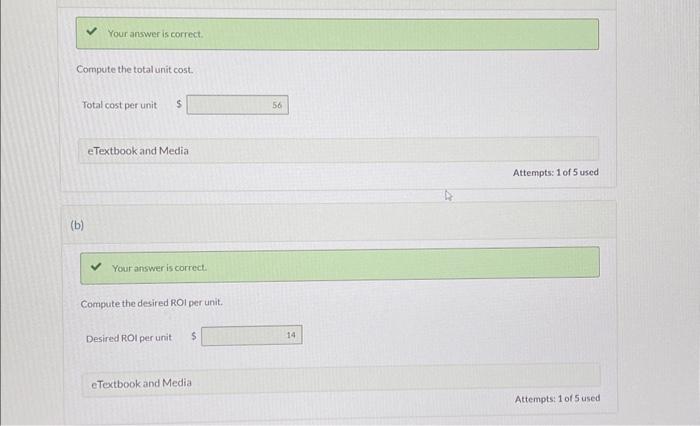 per unit and question D D) total target profit and fixed cost