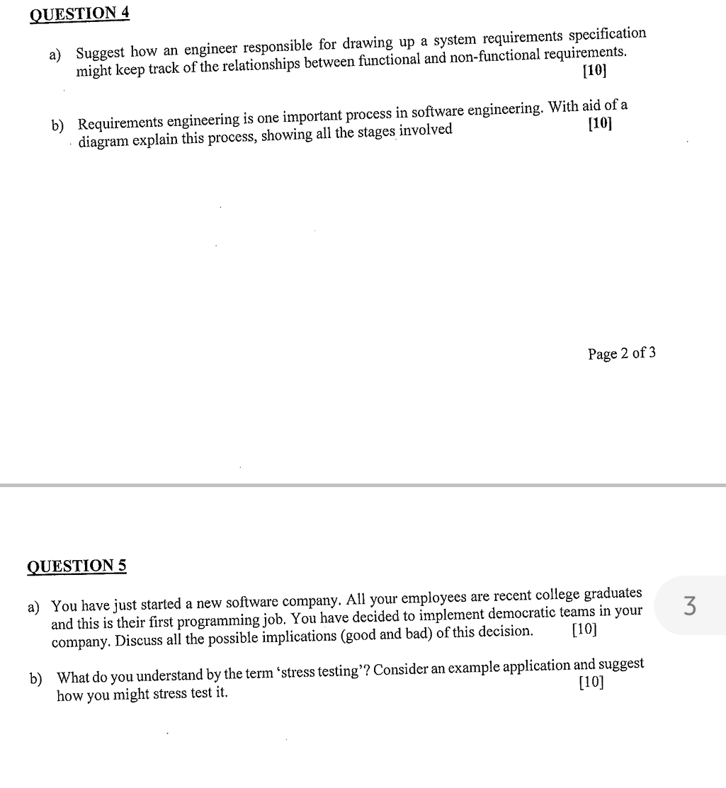  QUESTION 4 a) Suggest how an engineer responsible for drawing up