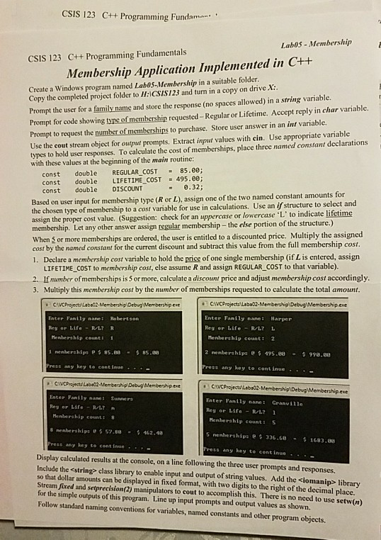 Create the Windows console program shown below. Name the Project Assign04-CableBill. Save