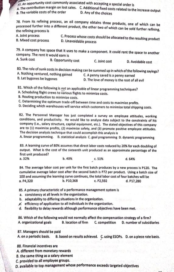  PLEASE PROVIDE SOLUTIONS SO I CAN STUDY IT n an opportunity