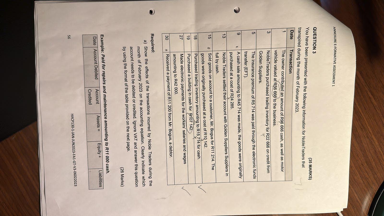  Example : please answer above question 3 using below format QUESTION