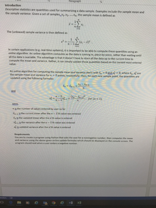  Paragraph Introduction Descriptive statistics are quantities used for summarizing a data