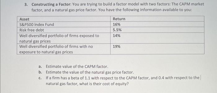 please make final answers clear! 3. Constructing a Factor: You are trying
