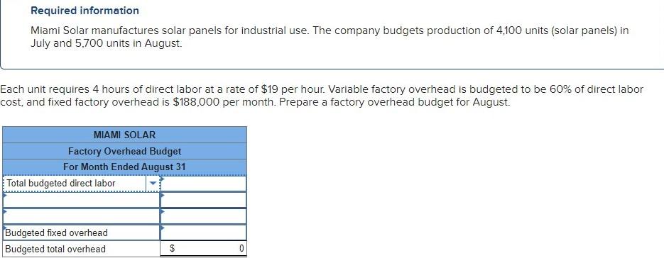 Please include the work. Thank you. Required information Miami Solar manufactures