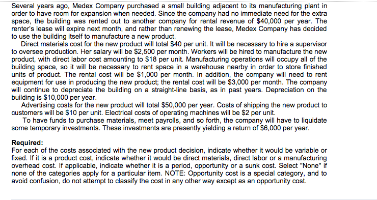 cost behavior: none, variable cost, fixed cost Product Cost Classification: MFG