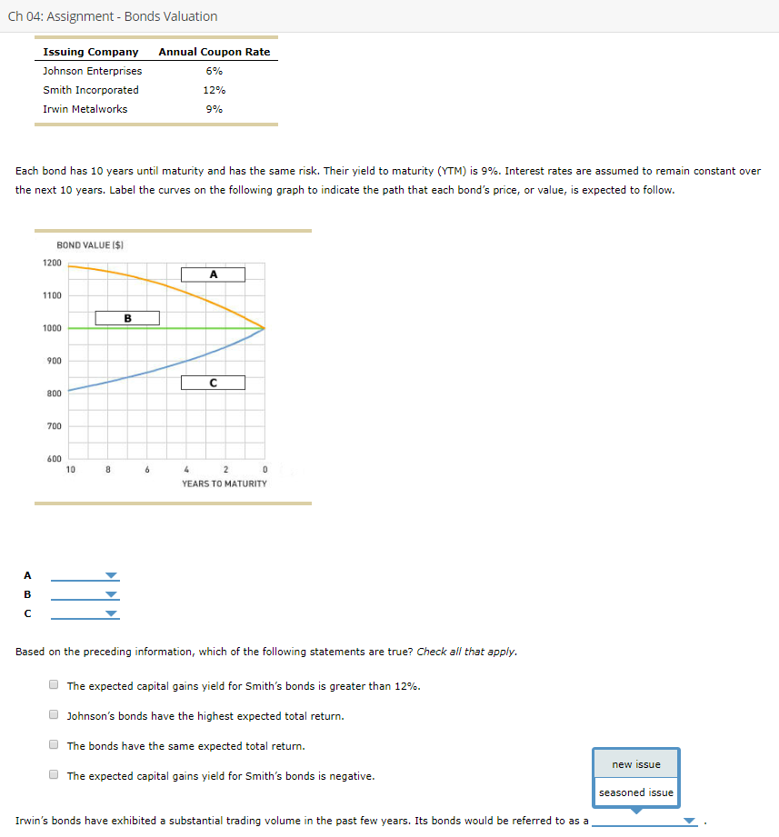  The answers in drop down boxes for A B and C