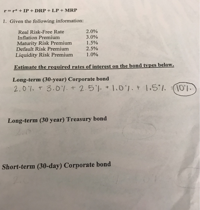  r= r* + IP + DRP + LP + MRP 1.
