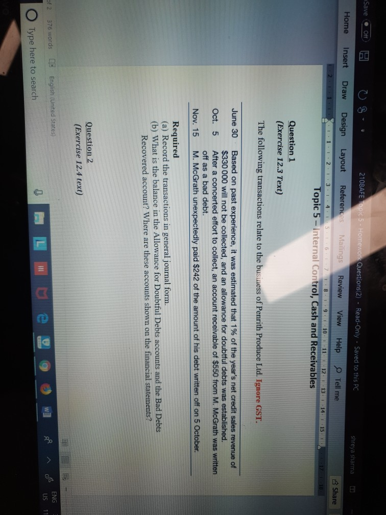  Save Off 2108AFE Homework Questions(2) Read-Only Saved to this PC Home