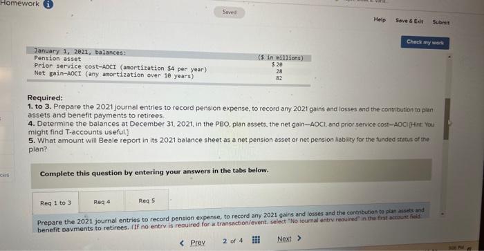31, 2021 (the end of Beale's fiscal yeari, the following pension-related data