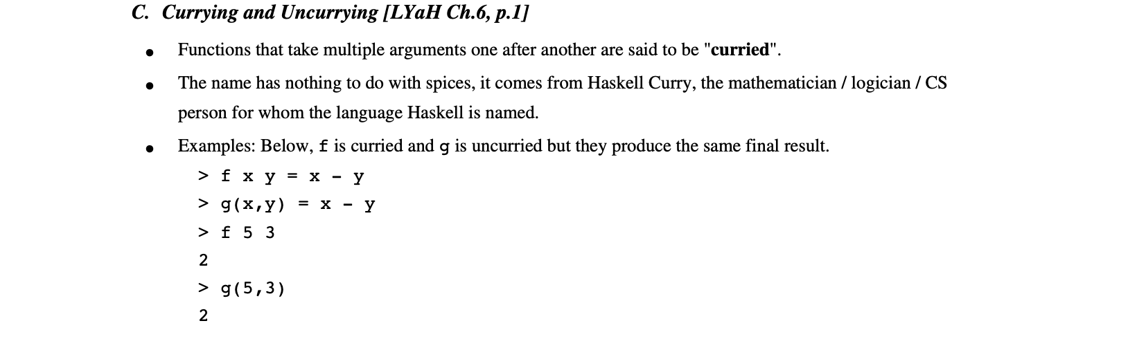 Haskell (Yes Haskell) Currying/Uncurrying NEED THIS BELOW (Q: A & B) 5.