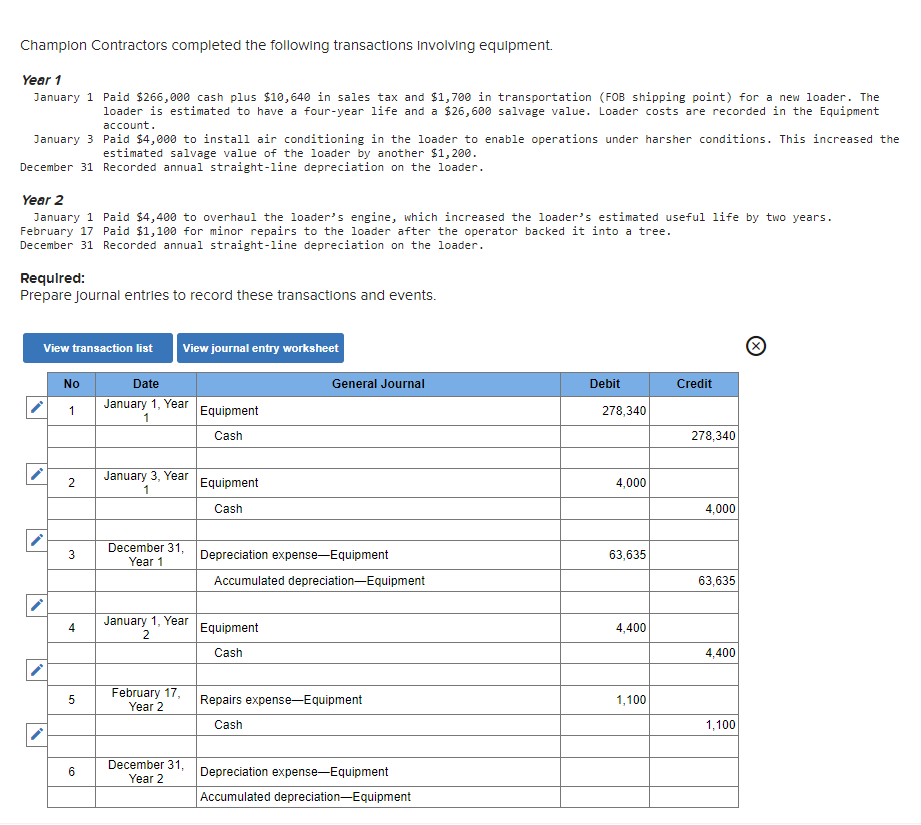Please help with the last journal entry. Champion Contractors completed the