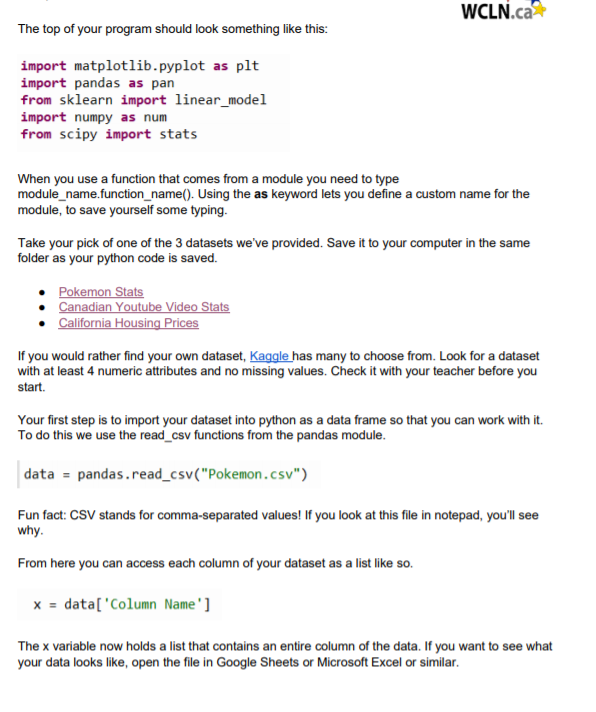 and Resources You are going to need to import a variety of