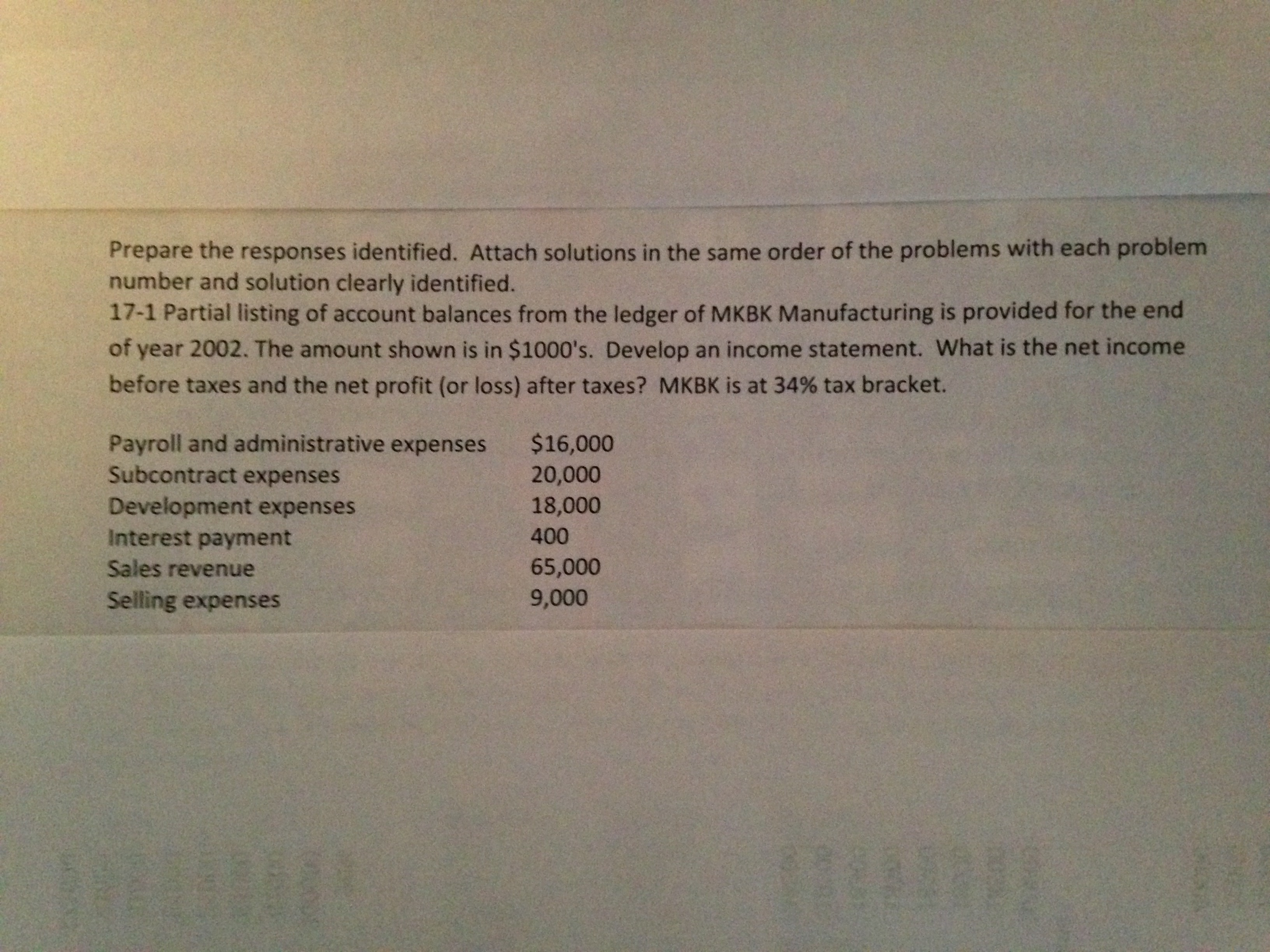 I need help with this problem, please help, thank you Prepare the