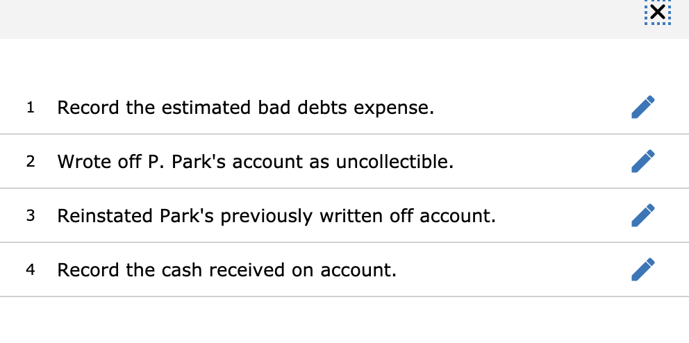 you got the answers! Exercise 7-6 Percent of sales method; write-off LO
