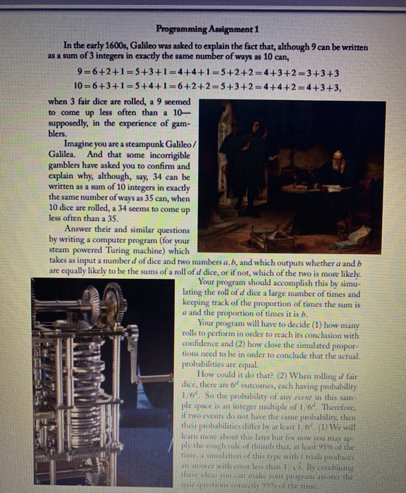  in python please Programming Assignment 1 In the early 1600s, Galileo