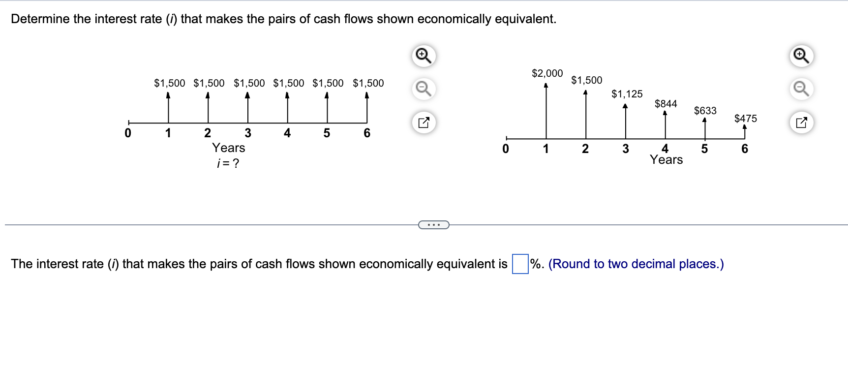  Determine the interest rate (i) that makes the pairs of cash