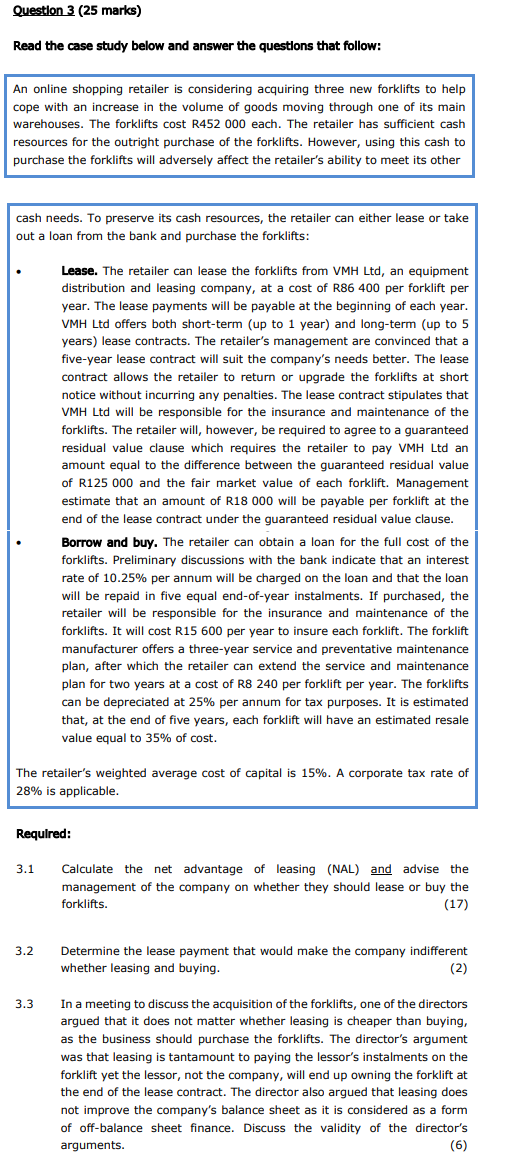  Read the case study below and answer the questions that follow: