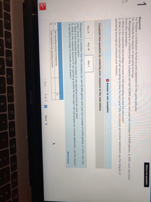 at a selling price of $61 per game. Fixed expenses associated with