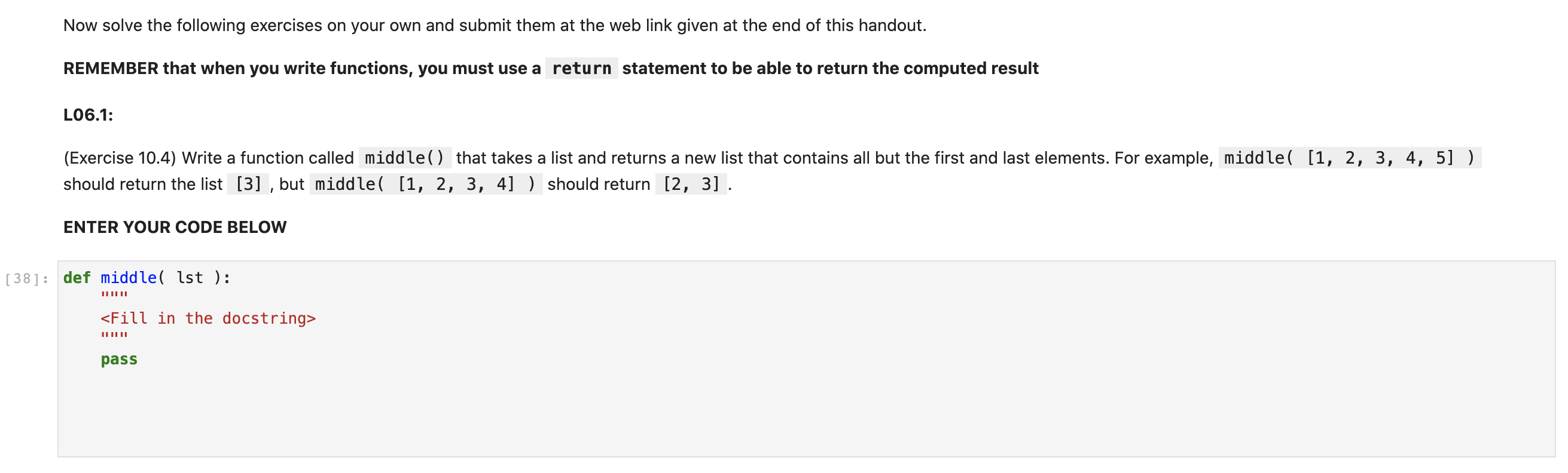 in python please Now solve the following exercises on your own