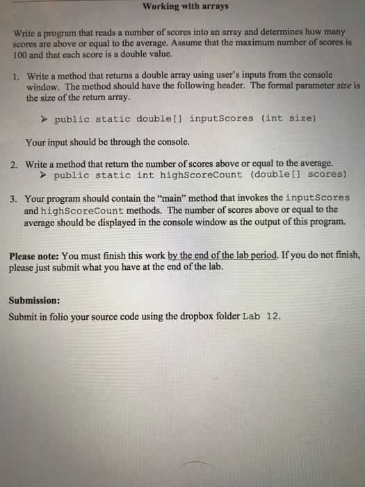  Working with arrays Write a program that reads a number of