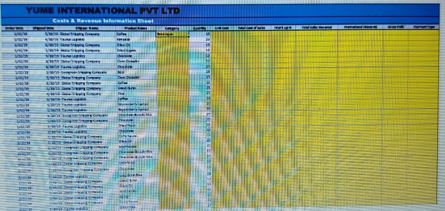  need to find the missing data YUME INTERNATIONAL PVT LTD Costs