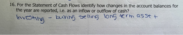 account balances for the year are reported, i.e. as an inflow or